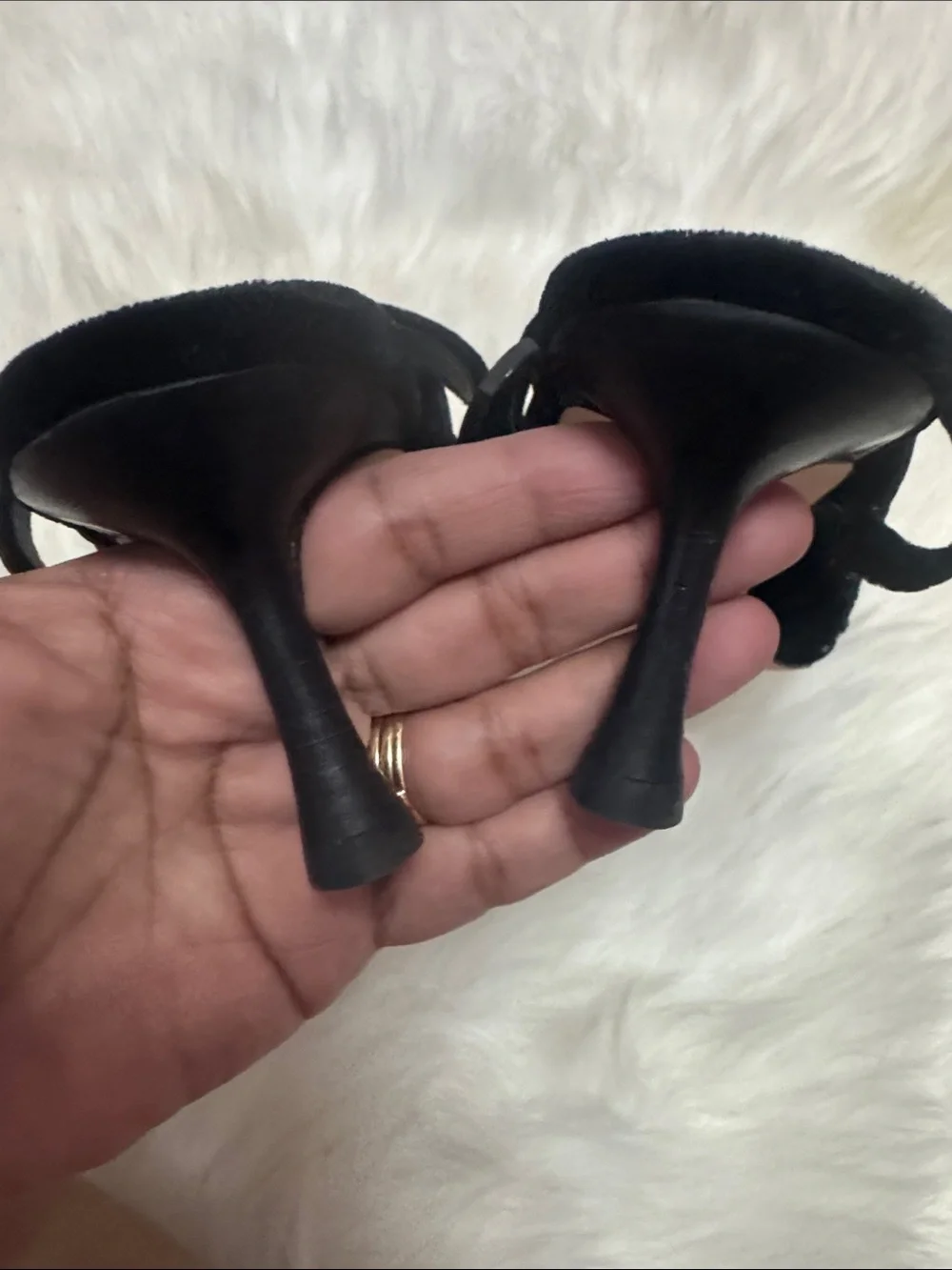 Tory Burch Black Velvet Pointed Slingback Heels with Bead Detail